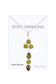 Sterling Silver & Peridot CZ Pendulum Pendant Necklace - SS