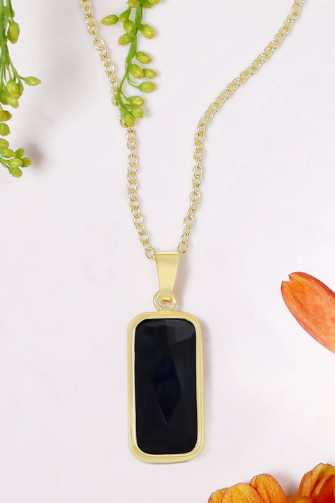 Onyx Rectangle Pendant Necklace - GF