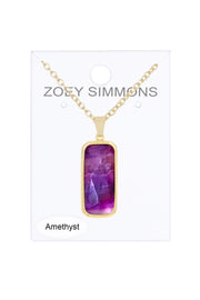 Amethyst Rectangle Pendant Necklace - GF