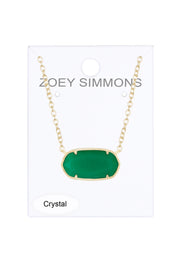 Green Chalcedony Crystal Pendant Necklace - GF