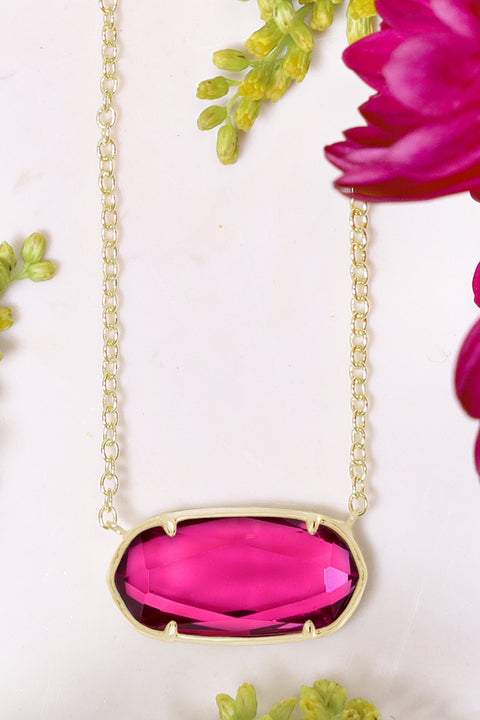 Raspberry Crystal Pendant Necklace - GF