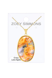 Crazy Lace Agate Cabochon Necklace - GF