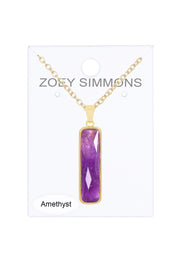 Amethyst Rectangle Pendant Necklace - GF