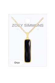 Black Onyx Rectangle Pendant Necklace - GF