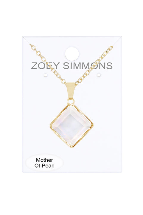 Mother Of Pearl Quartz Pendant Necklace - GF