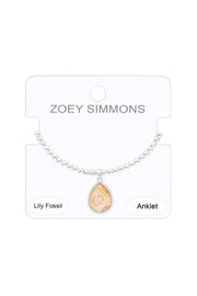 Lily Fossil Charm Beaded Anklet - SF