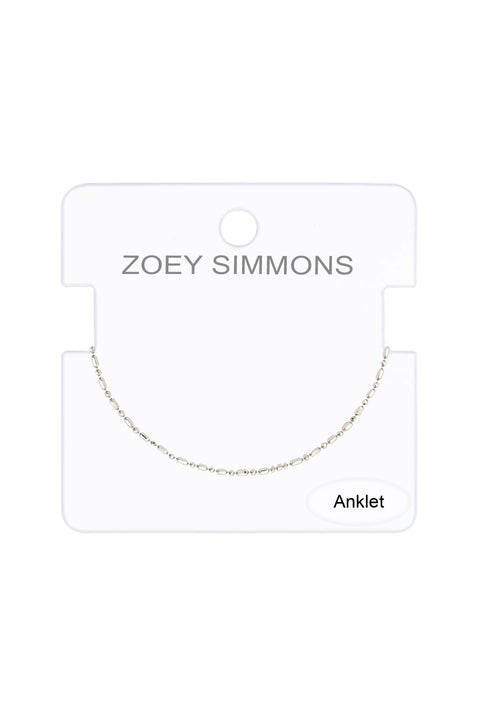 Silver Plated 1.2 mm Fancy Bead Chain Anklet - SP