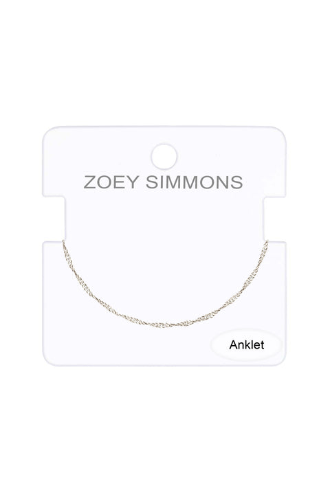 Silver Plated 1.5mm Singapore Chain Anklet - SP