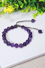 Amethyst Mala Beads Adjustable Bracelet