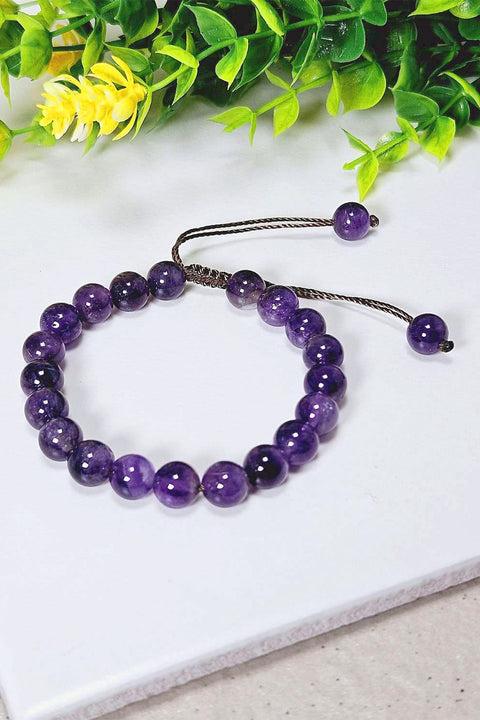 Amethyst Mala Beads Adjustable Bracelet