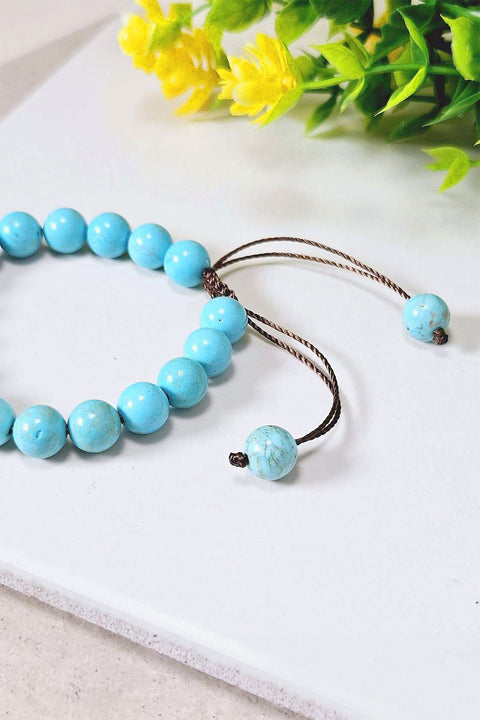 Stabilized Turquoise Mala Beads Adjustable Bracelet