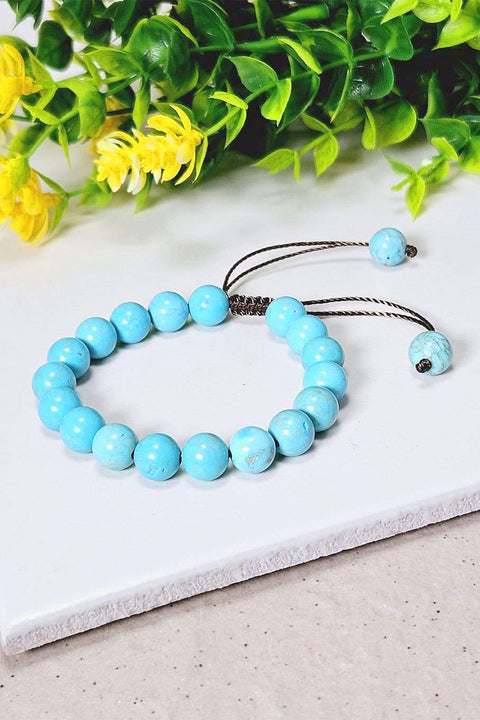 Stabilized Turquoise Mala Beads Adjustable Bracelet