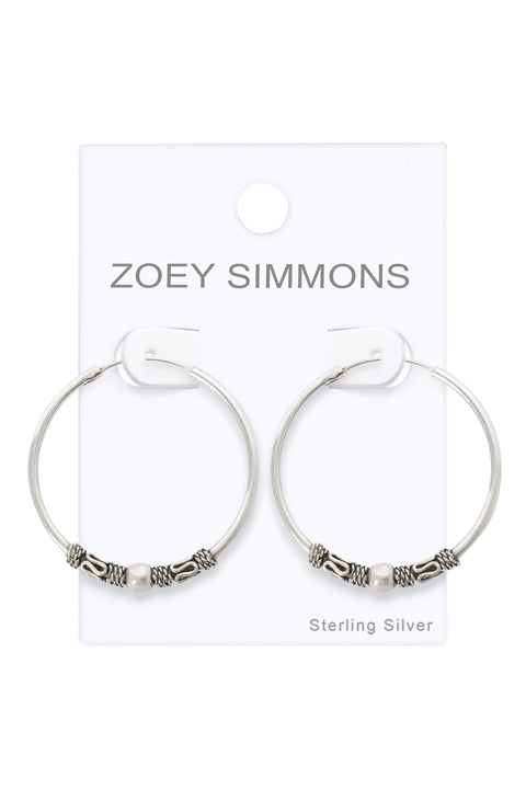 Sterling Silver Bali Hoop Earrings - SS