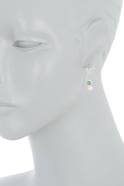 Sterling Silver Heart Emerald CZ & Faux Pearl Earrings - SS