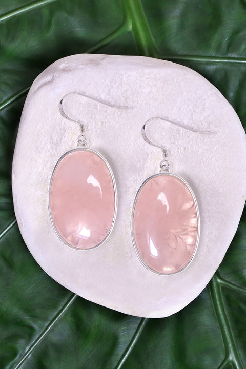 Rose Quartz Statement Earrings - SF