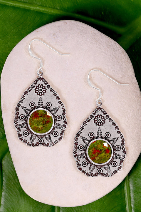 Unakite Vintage Drop Earrings - SF