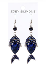 London Blue Austrian Crystal Fish Drop Earrings - SF