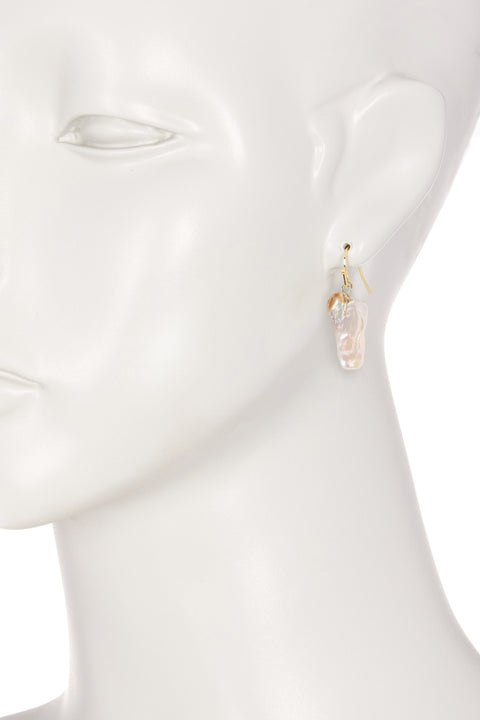 Irregular Freshwater Pearl Drop Earrings - GF