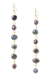 14k Gold Filled Black Freshwater Pearl Dangle Earrings - GF