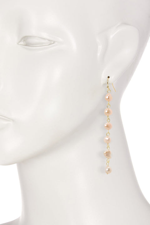 14k Gold Filled Pink Freshwater Pearl Dangle Earrings - GF