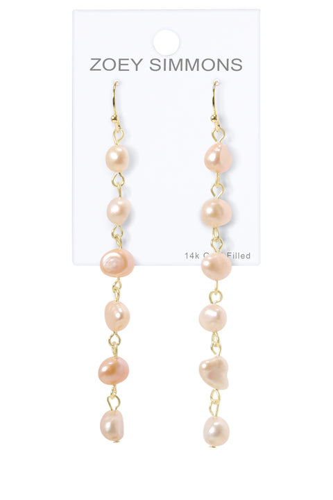 14k Gold Filled Pink Freshwater Pearl Dangle Earrings - GF