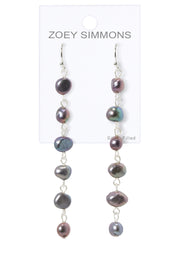 Black Freshwater Pearl Dangle Earrings - SF