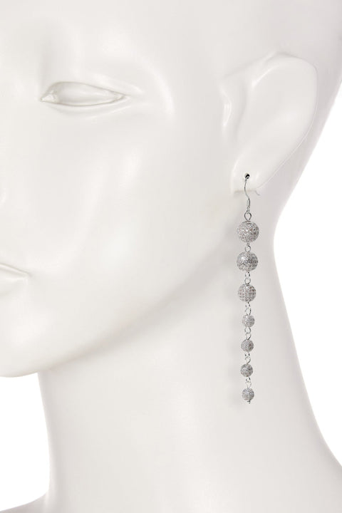 Cubic Zirconia Micro Pave Disco Ball Drop Earrings - SF