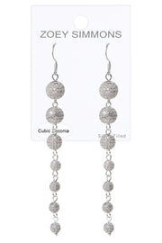 Cubic Zirconia Micro Pave Disco Ball Drop Earrings - SF