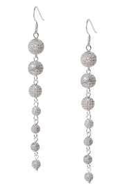 Cubic Zirconia Micro Pave Disco Ball Drop Earrings - SF