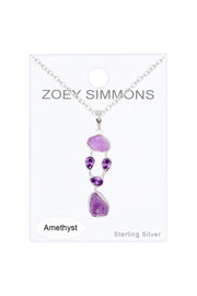 Sterling Silver & Amethyst Pendant Necklace - SS