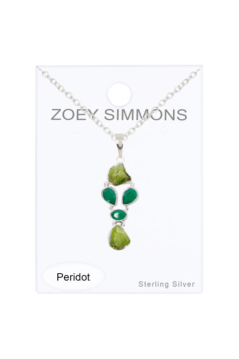 Sterling Silver & Peridot Pendant Necklace - SS