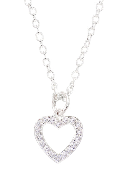 Micro Pave CZ Heart Pendant Necklace - SF