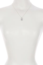 Sterling Silver Rectangle CZ Charm Necklace - SS