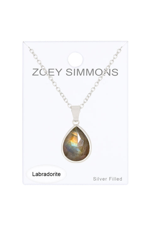 Labradorite Teardrop Pendant Necklace - SF