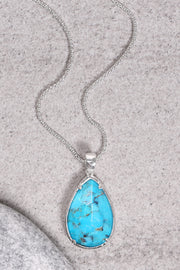 Turquoise Pear Cut Pendant Necklace - SF