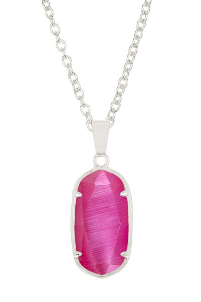 Pink Cat's Eye Pendant Necklace - SF