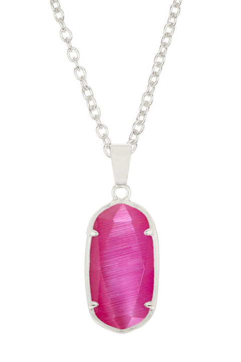 Pink Cat's Eye Pendant Necklace - SF