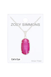 Pink Cat's Eye Pendant Necklace - SF