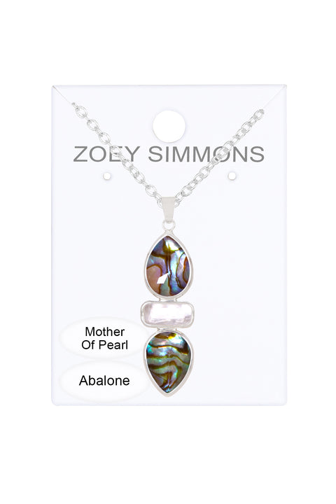 Abalone With Pearl Pendant Necklace - SF