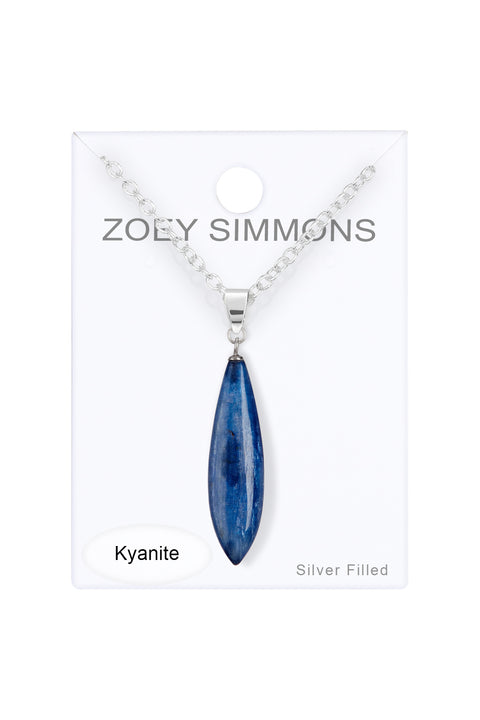 Kyanite Elongated Teardrop Pendant Necklace - SF