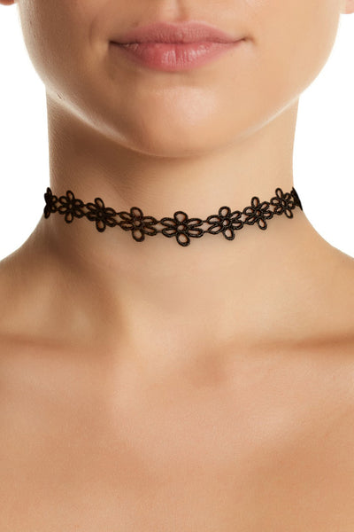 Boho Flower Retro Black Choker Necklace - GP