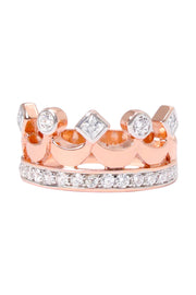 Cubic Zirconia Crown Ring In Ros Gold - RG