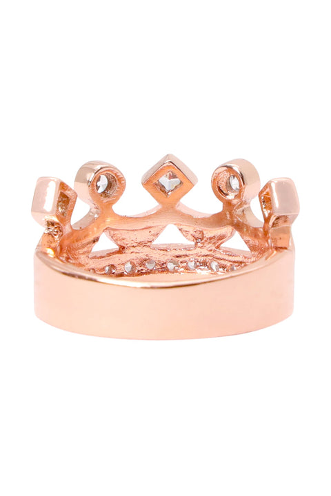 Cubic Zirconia Crown Ring In Ros Gold - RG