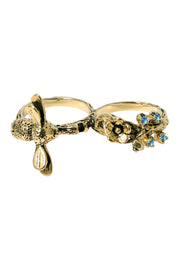 Bee Ang Flower Two Finger Ring - AG