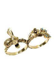 Bee Ang Flower Two Finger Ring - AG