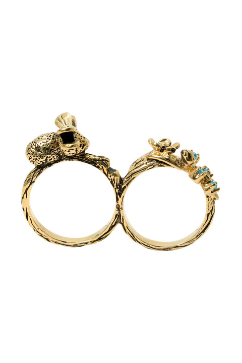 Bee Ang Flower Two Finger Ring - AG