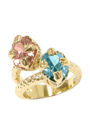 Blue Crystal & Tulip Bloom Ring - GP