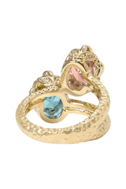 Blue Crystal & Tulip Bloom Ring - GP