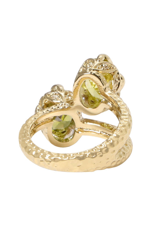 Peridot Crystal & Tulip Bloom Ring - GP