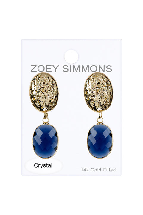 London Blue Crystal Oval Stud Earrings - GF